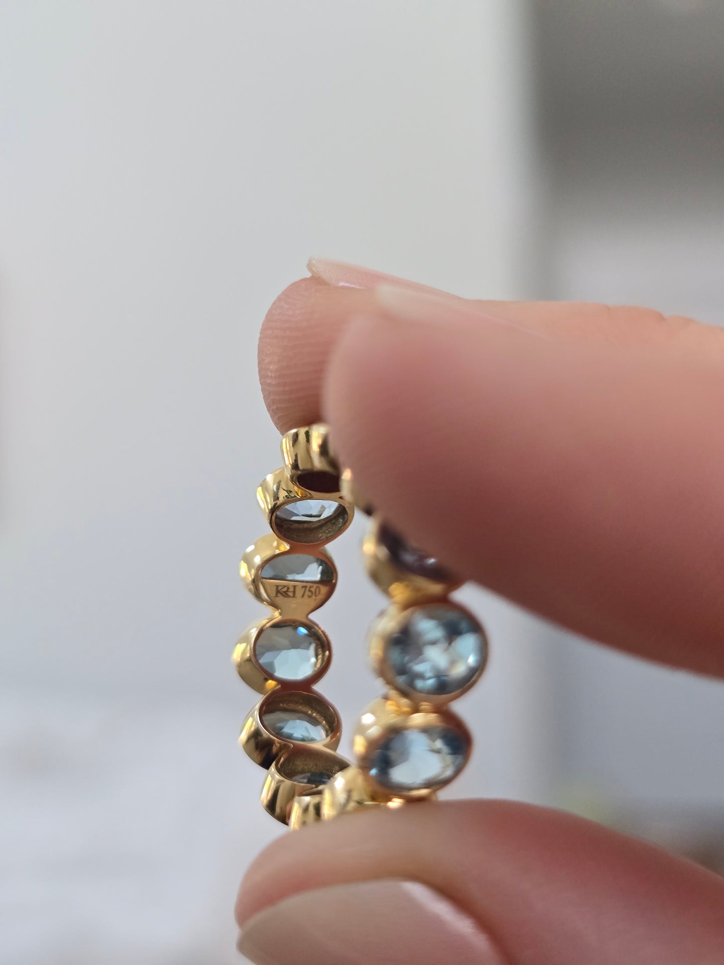 18k Yellow Gold Blue Topaz Eternity Band