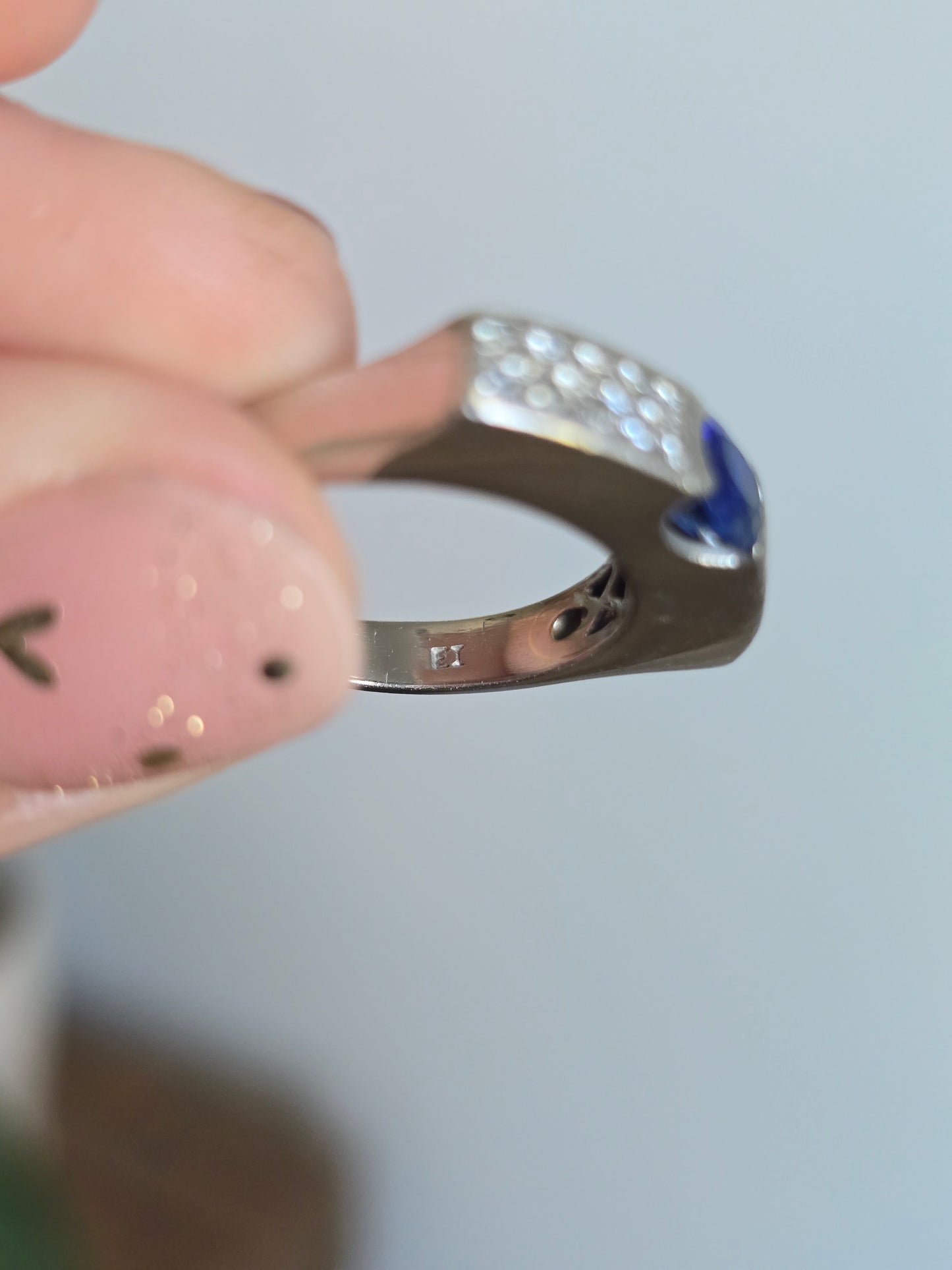 Platinum Sapphire and Diamond Ring