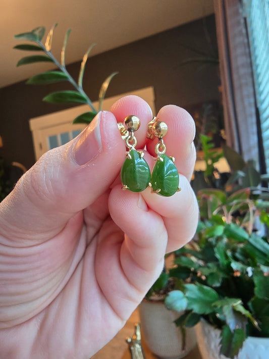 14K Gold and Jadeite Earrings
