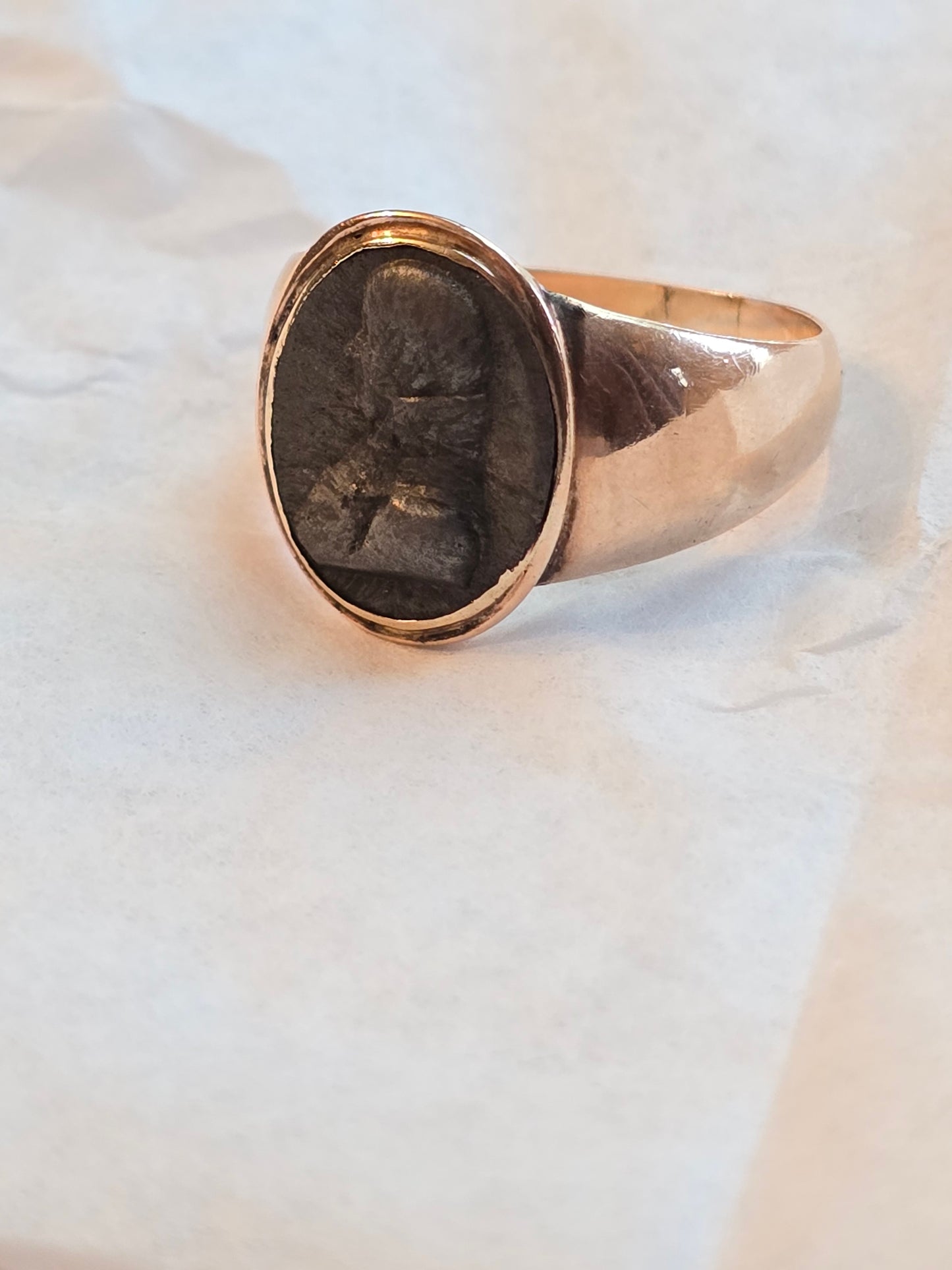 Late Georgian 10K and Iron Cameo Ring of Louis I, Grand Duke of Hesse