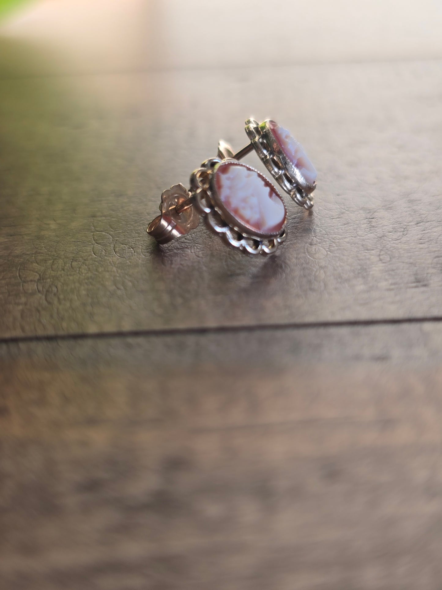 Vintage 14K Yellow Gold Cameo Studs