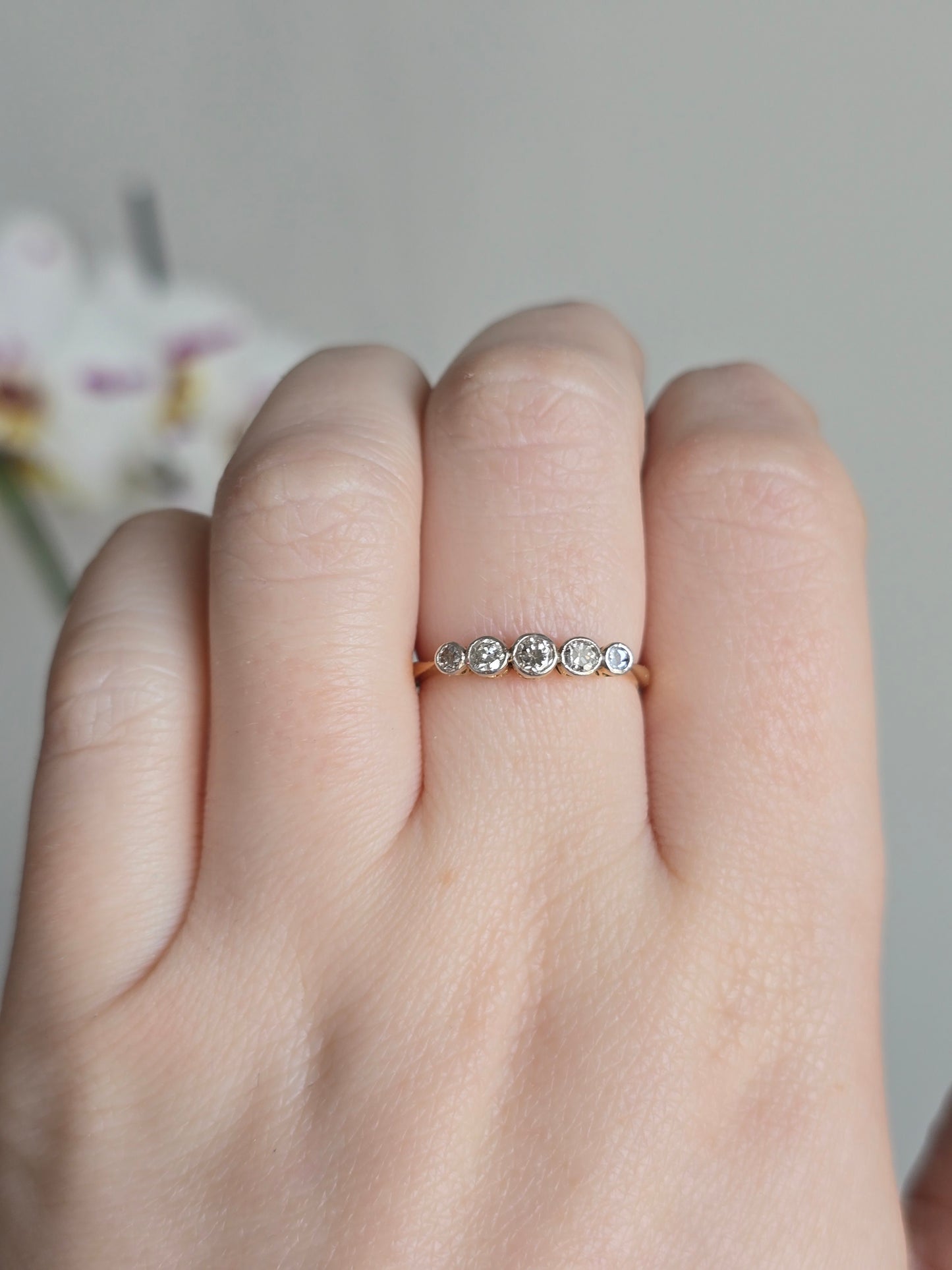 18k Gold and Platinum Diamond Ring