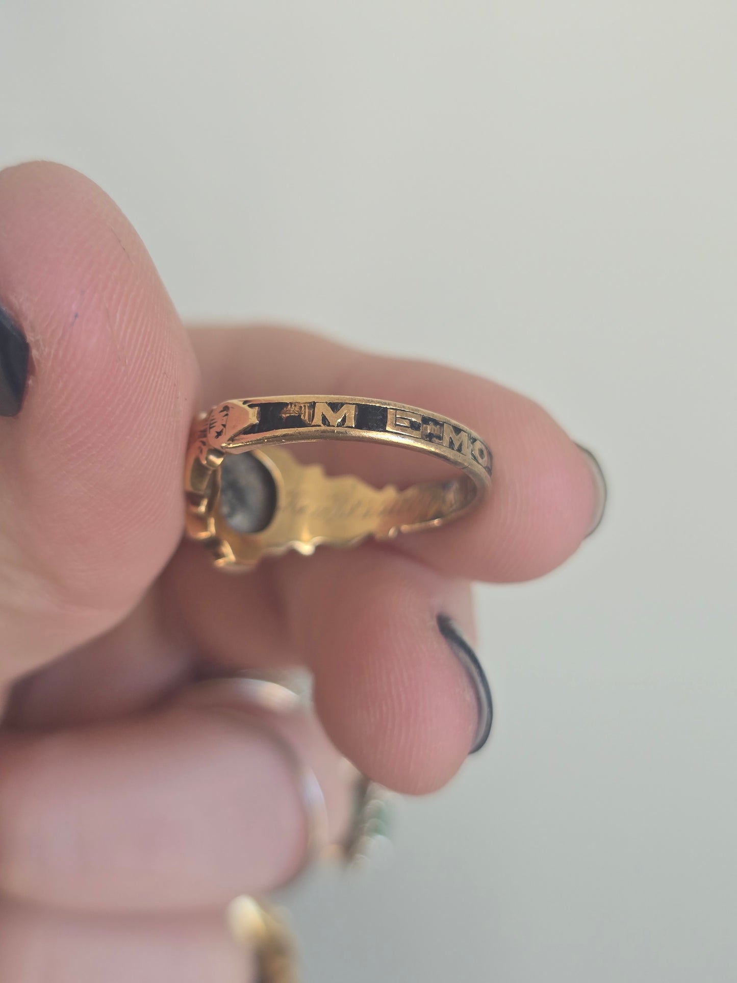 Antique Diamond and Enamel Mourning Ring