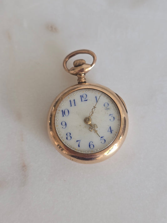 Antique 14K Gold Elfin Pocket Watch - Stem Wind - Solid Gold Case