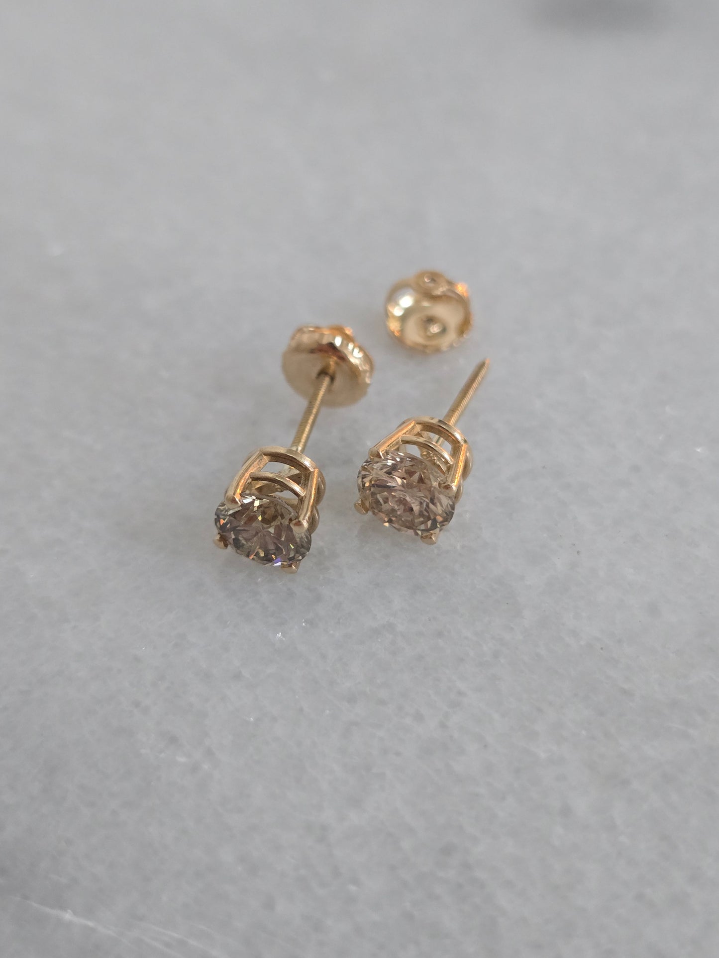14K Fancy Brown Diamond Stud Earrings