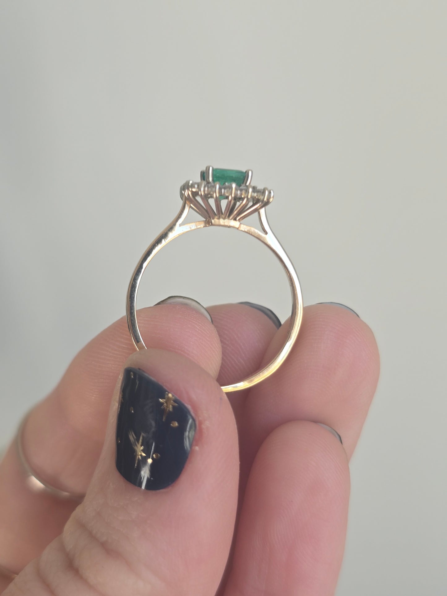 14k Yellow Gold Emerald and Diamond Ring