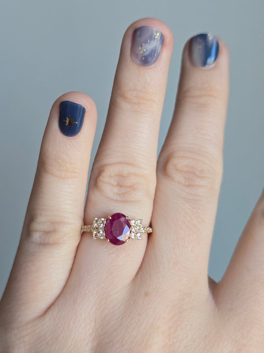 14k Yellow Gold 1.69ct Ruby and White Sapphire Ring