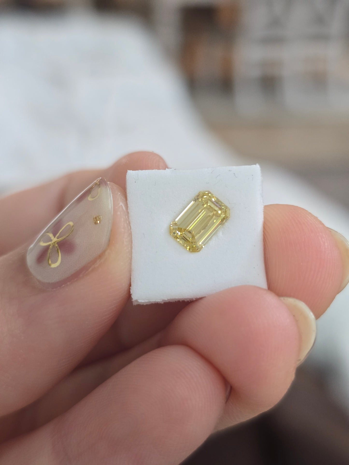 Loose 1.03 CT Emerald Cut Lab Grown Fancy Intense Yellow Diamond with IGI Report