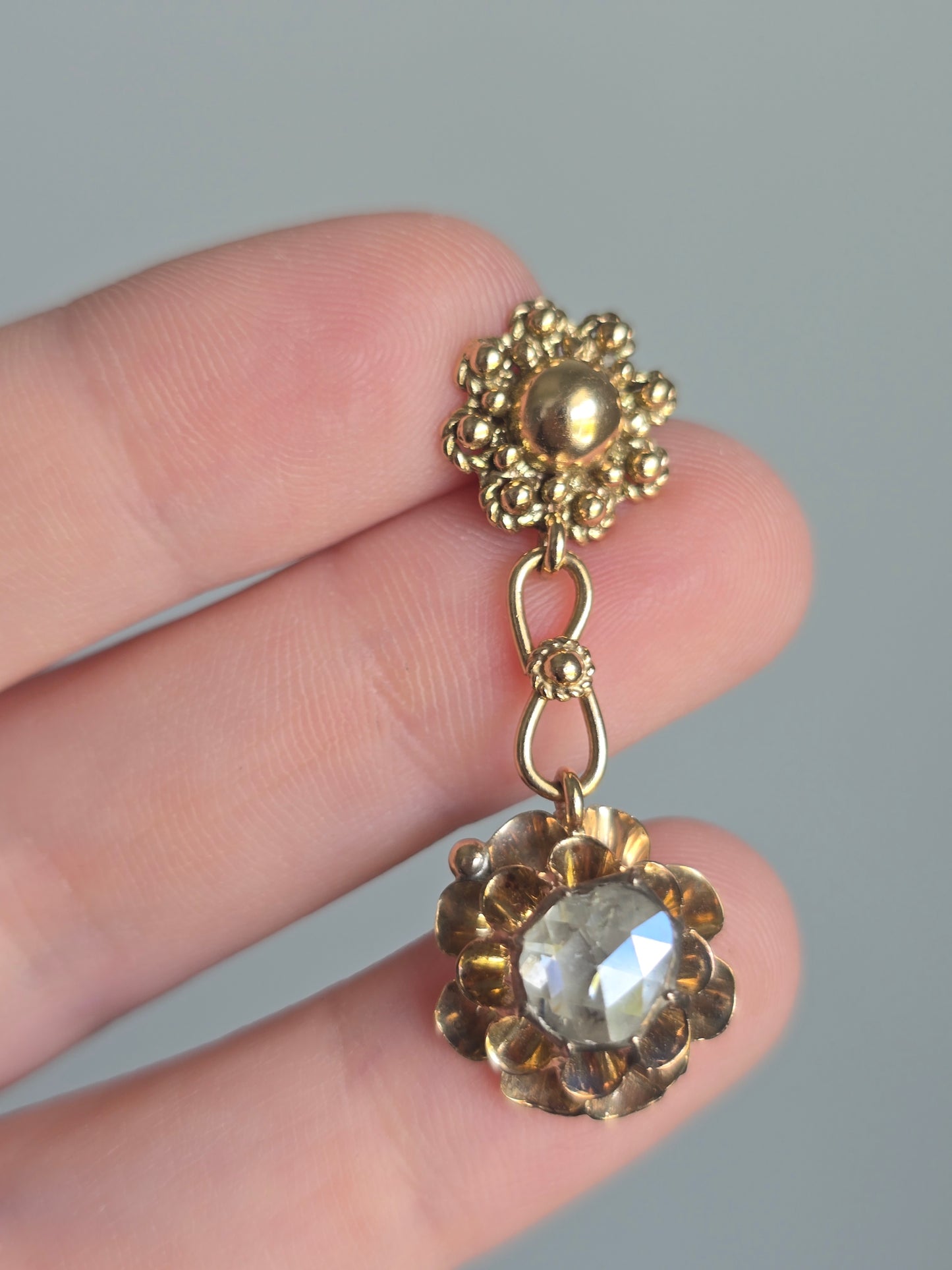 Vintage 14k and 10k Yellow Gold Diamond Earrings