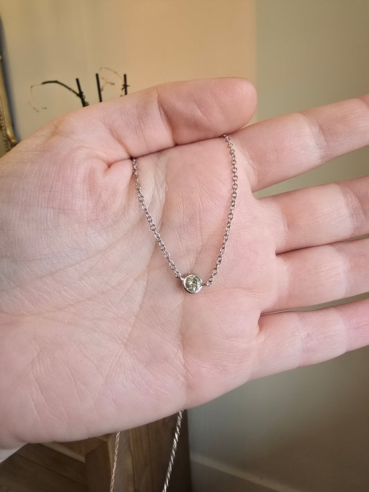 14K White Gold 0.32 CT Diamond Solitaire Necklace