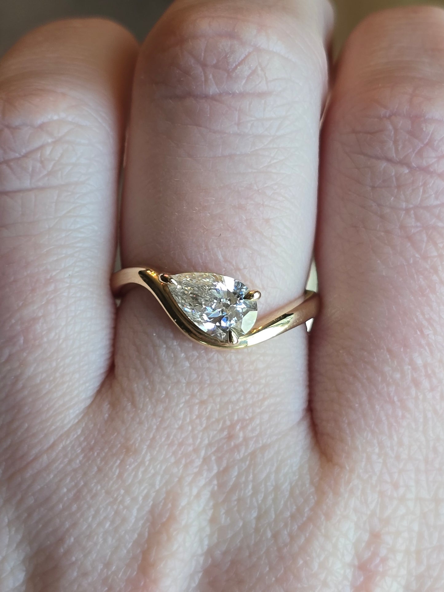 10k 1ct Pear Cut Lab Diamond Ring