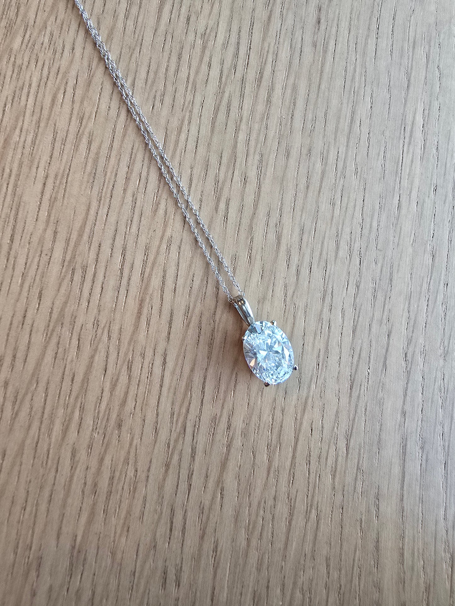 14K White Gold Necklace with 2.38 CT Lab Grown Diamond Pendant