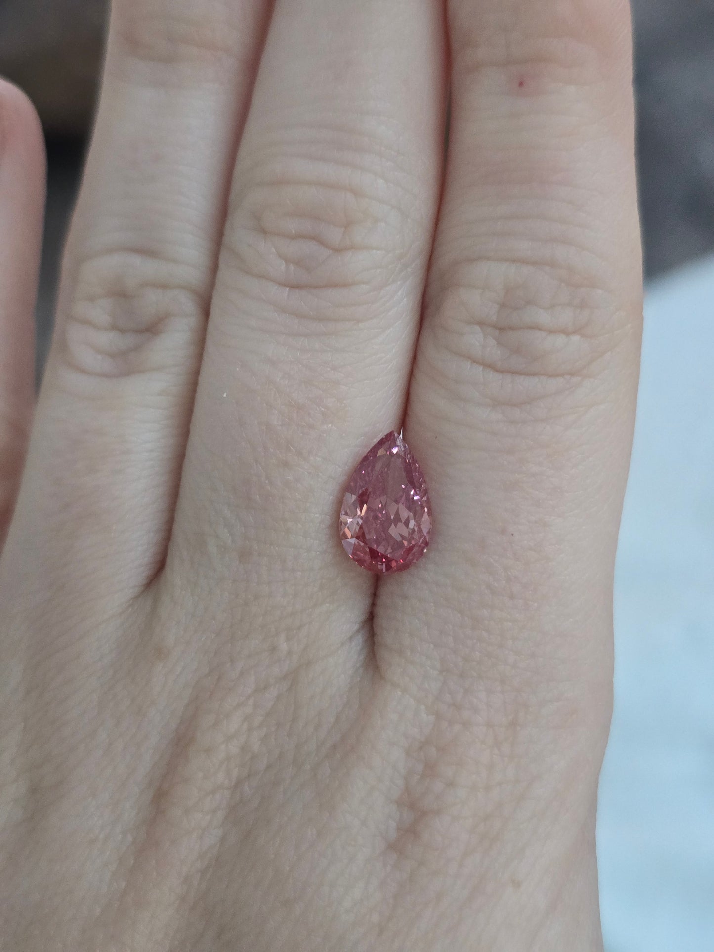 Fancy Pink 3.19ct Pear Lab Grown Diamond