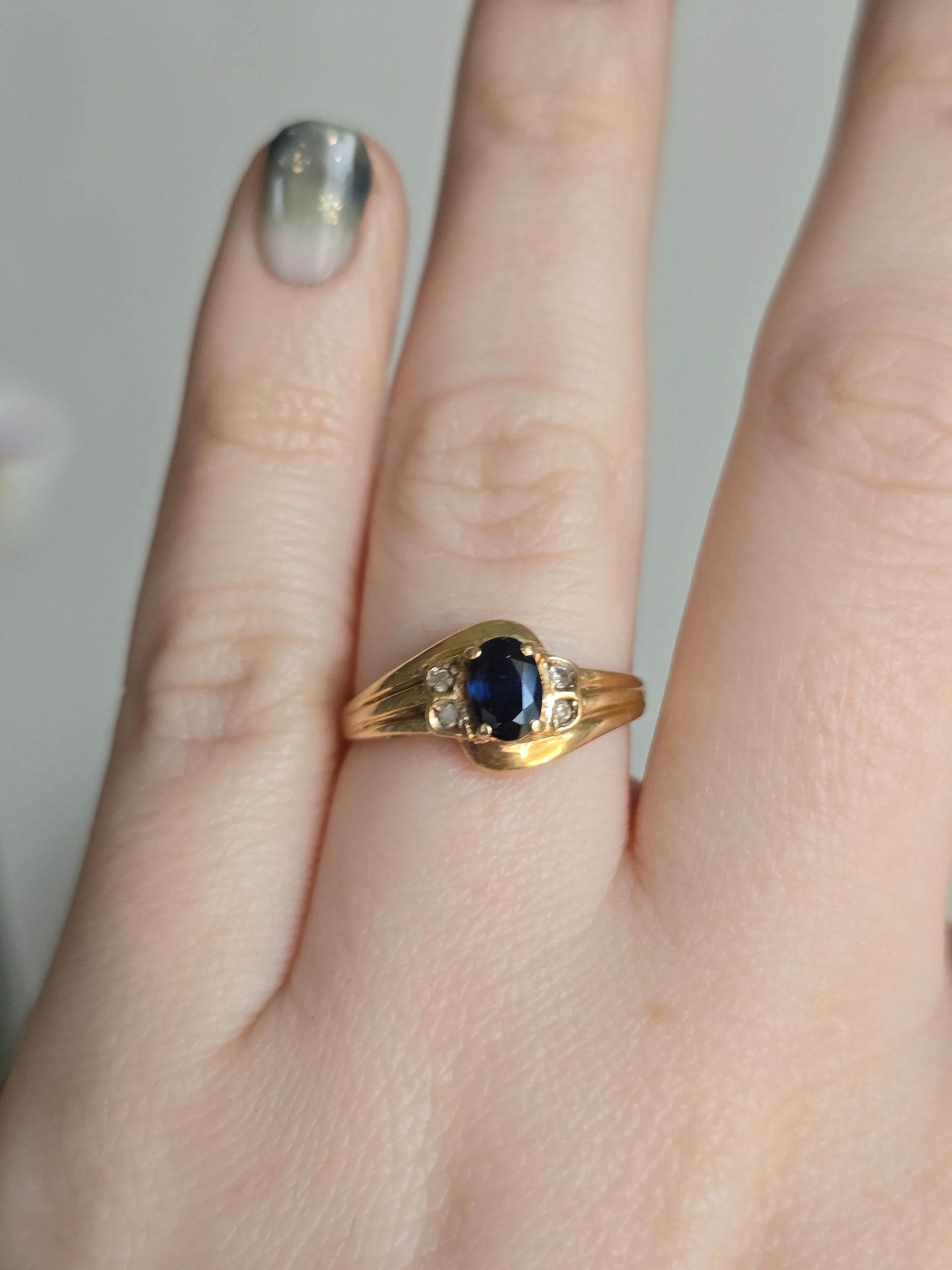 18k Sapphire Ring and Earring Set