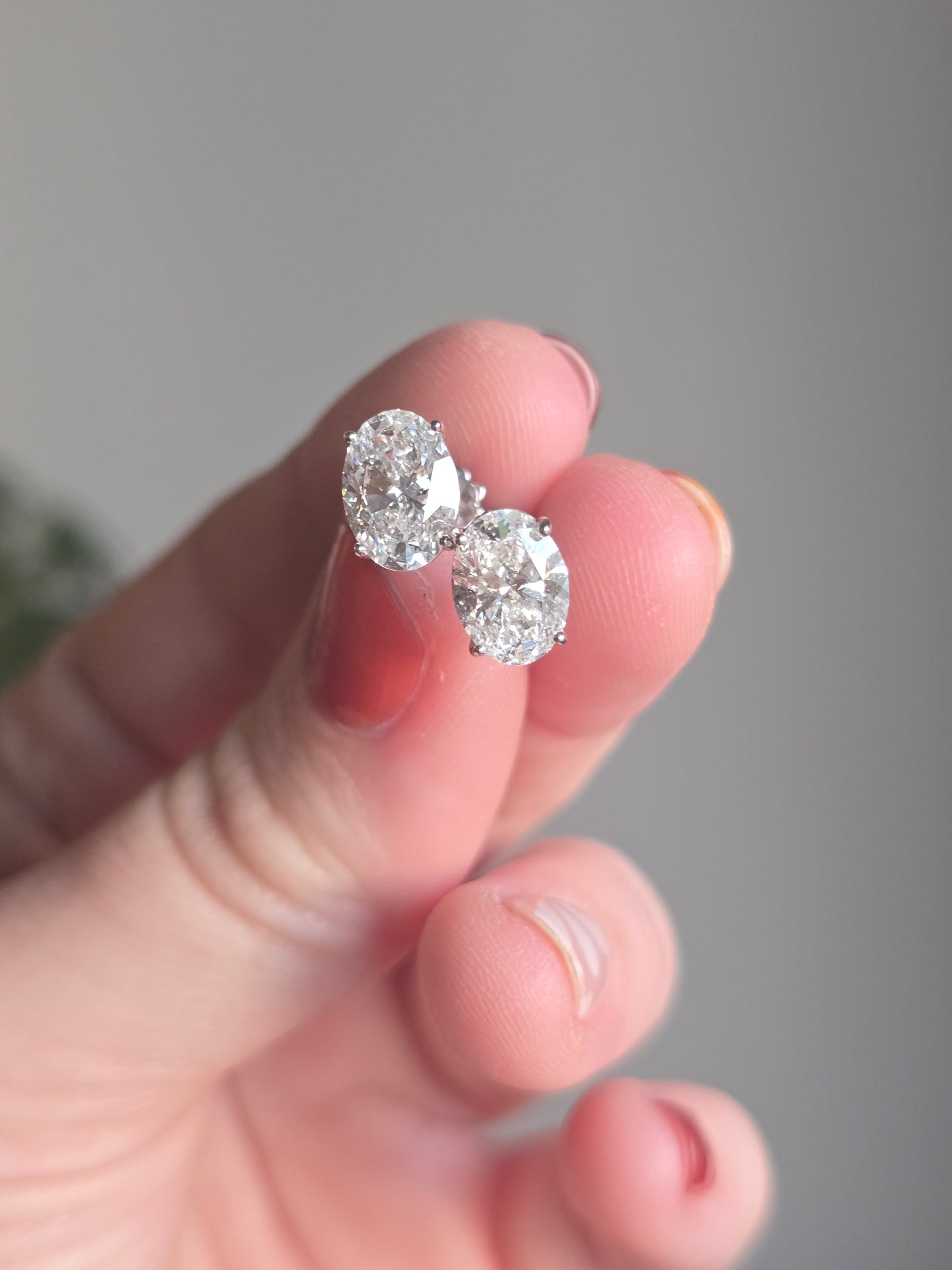 14k White Gold 3.1ct Oval Lab Diamond Studs