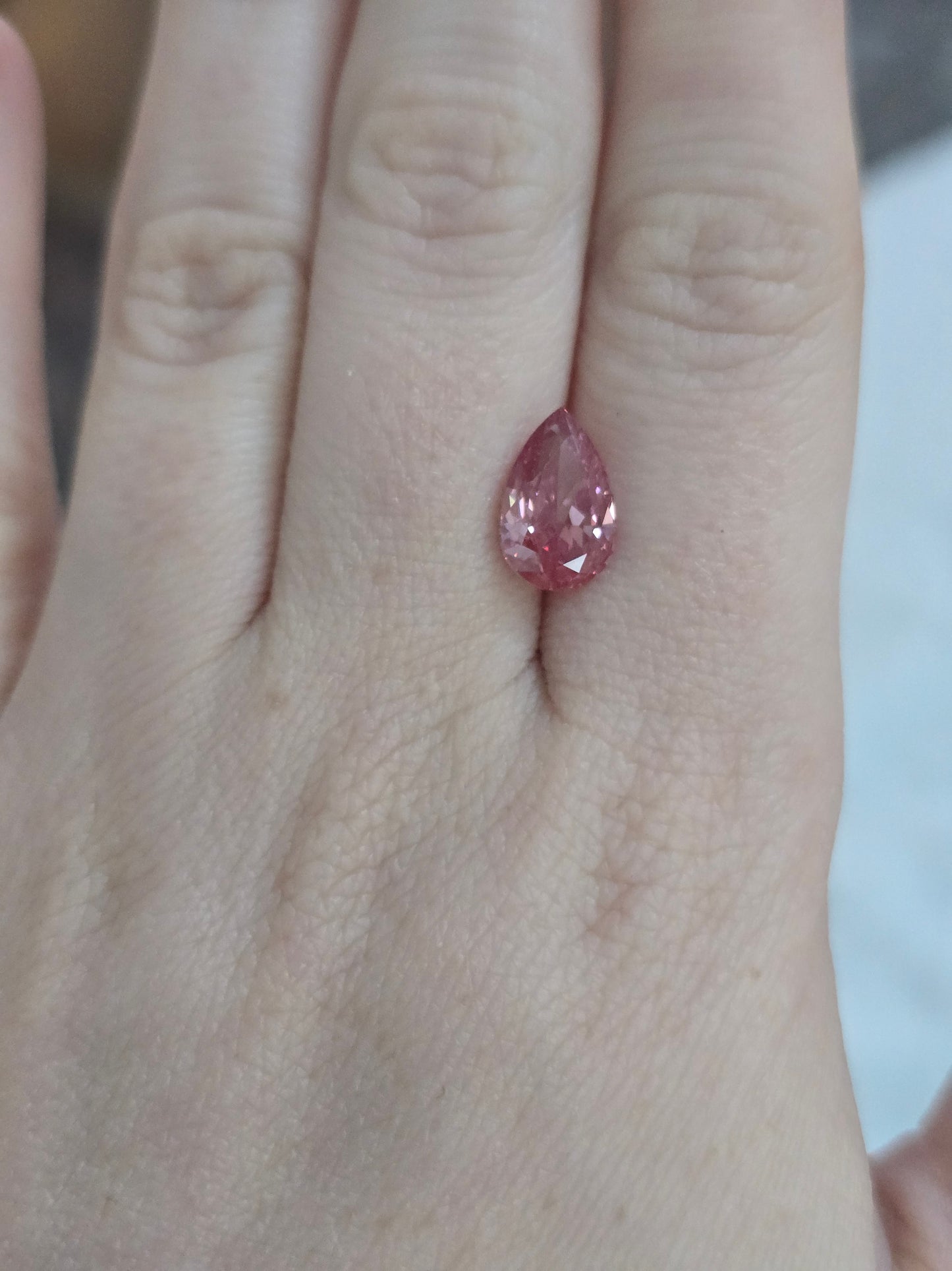 Fancy Pink 3.19ct Pear Lab Grown Diamond