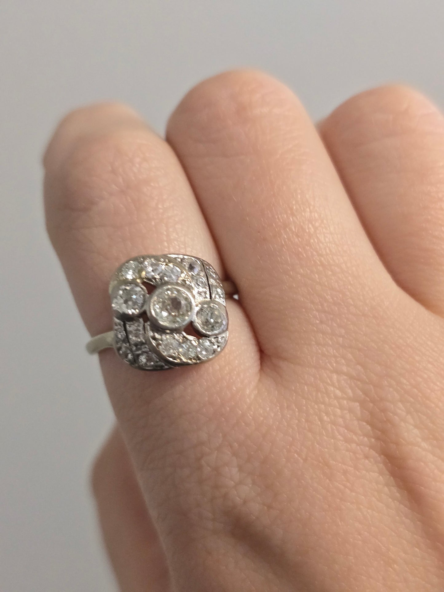 14k White Gold Art Deco Ring