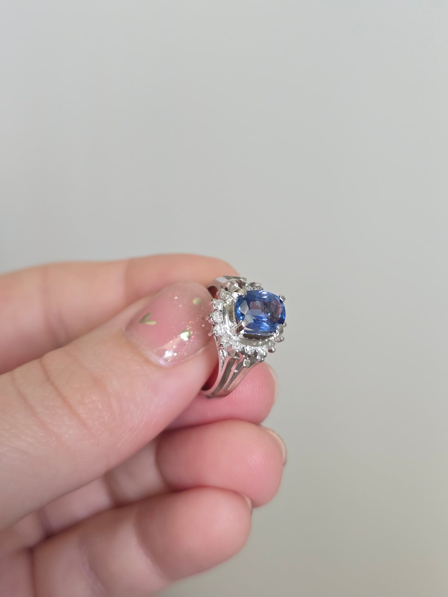 Platinum 1.32 CT Sapphire and Diamond Ring