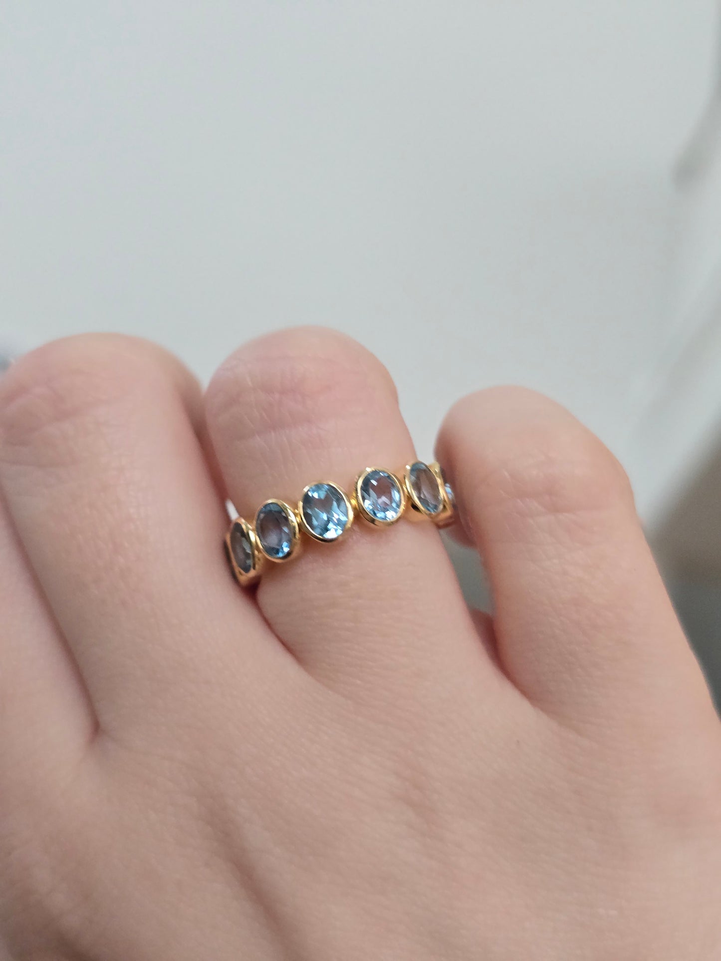 18k Yellow Gold Blue Topaz Eternity Band