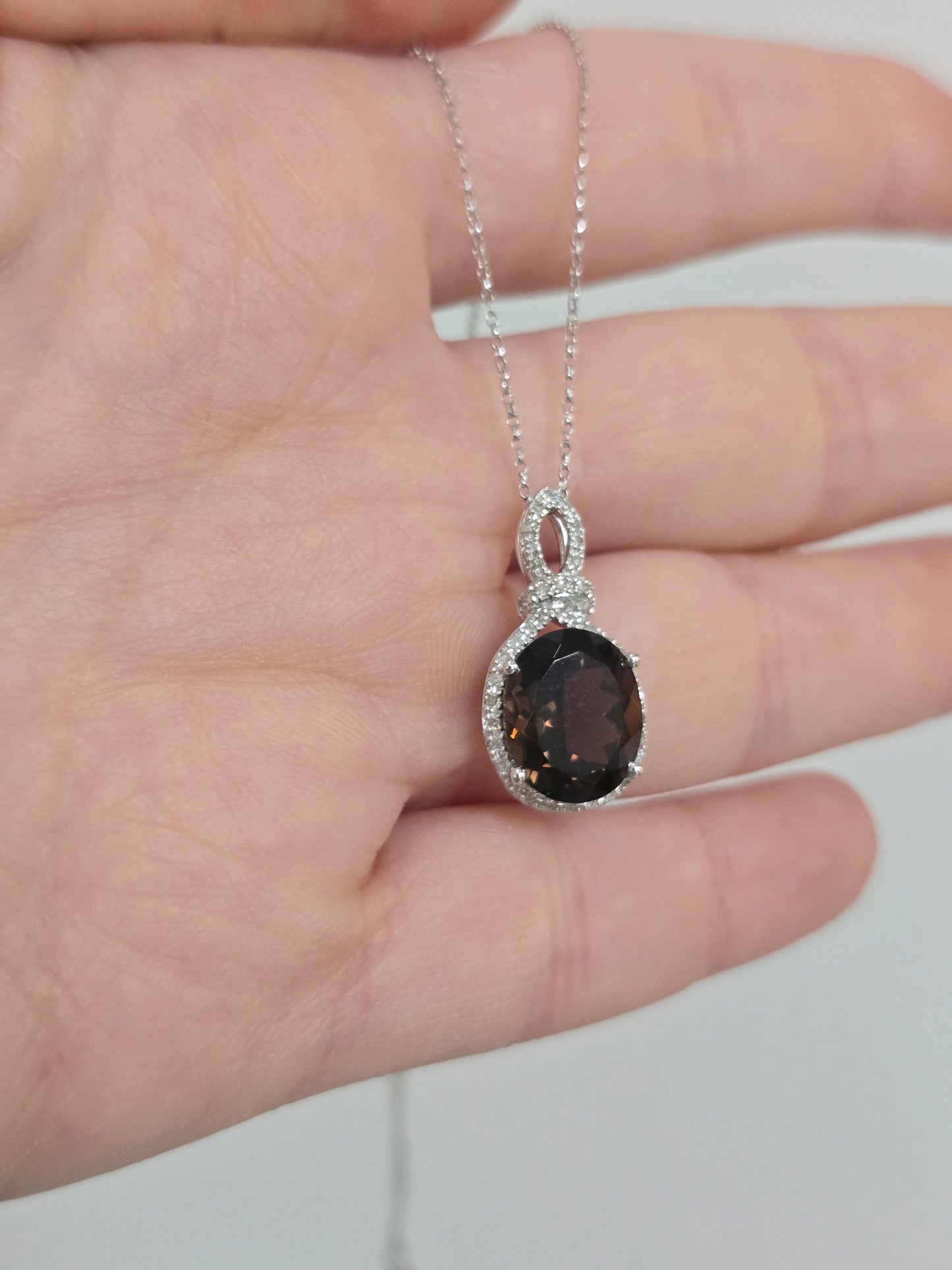 14K Smoky Quartz and Diamond Necklace