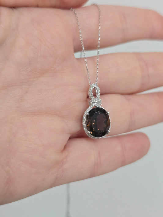 14K Smoky Quartz and Diamond Necklace