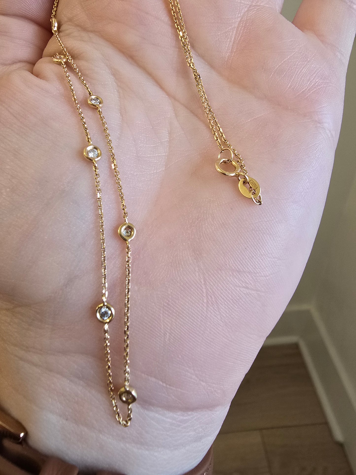 14K Diamond Station Necklace
