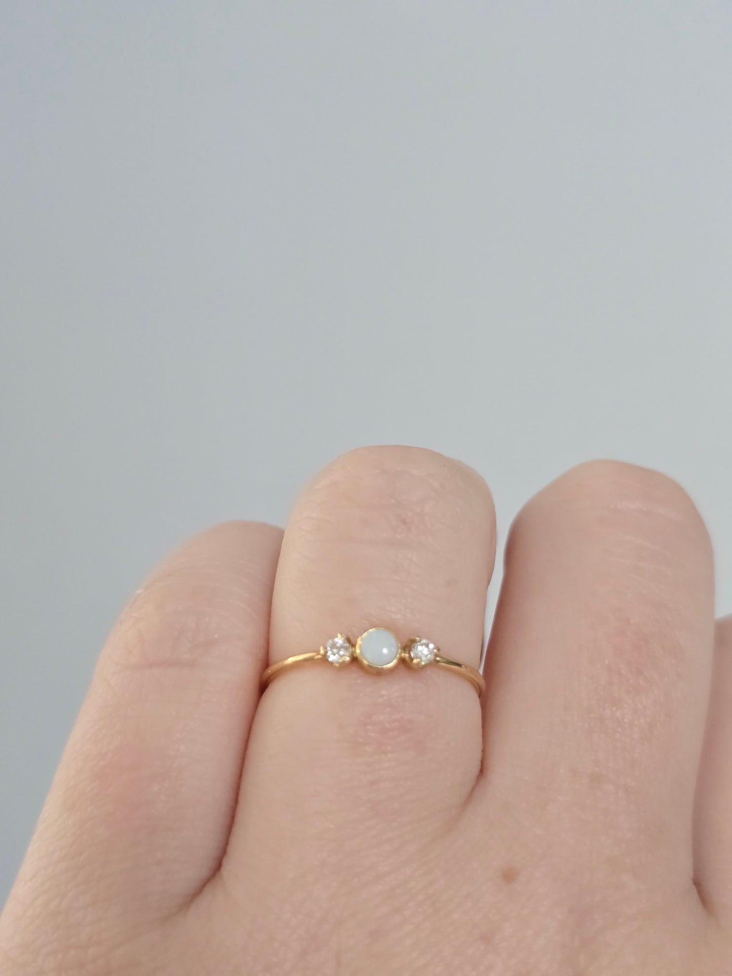 14K Gold Opal and Diamond Ring