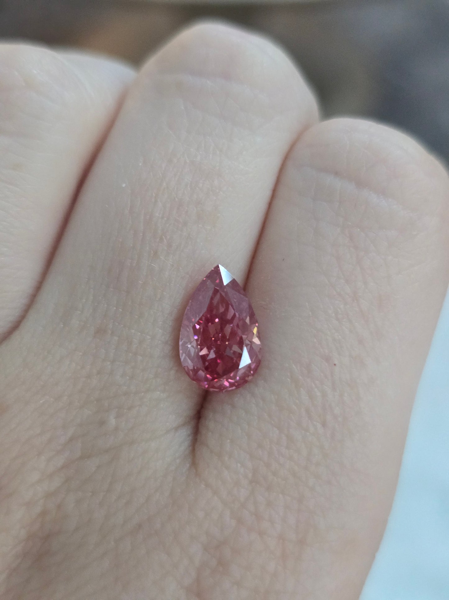 Fancy Pink 3.19ct Pear Lab Grown Diamond