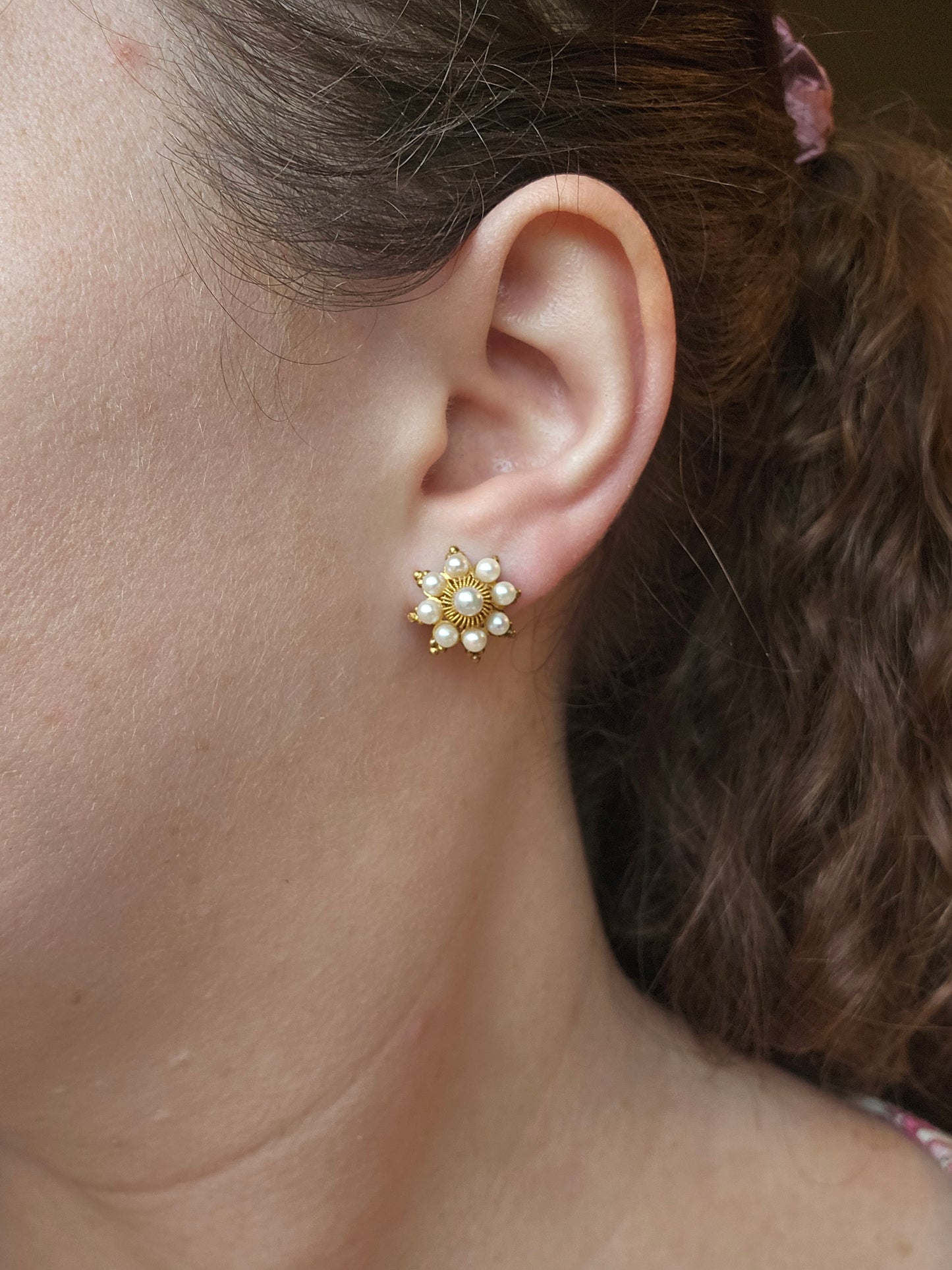 Vintage 14K Gold and Pearl Earrings