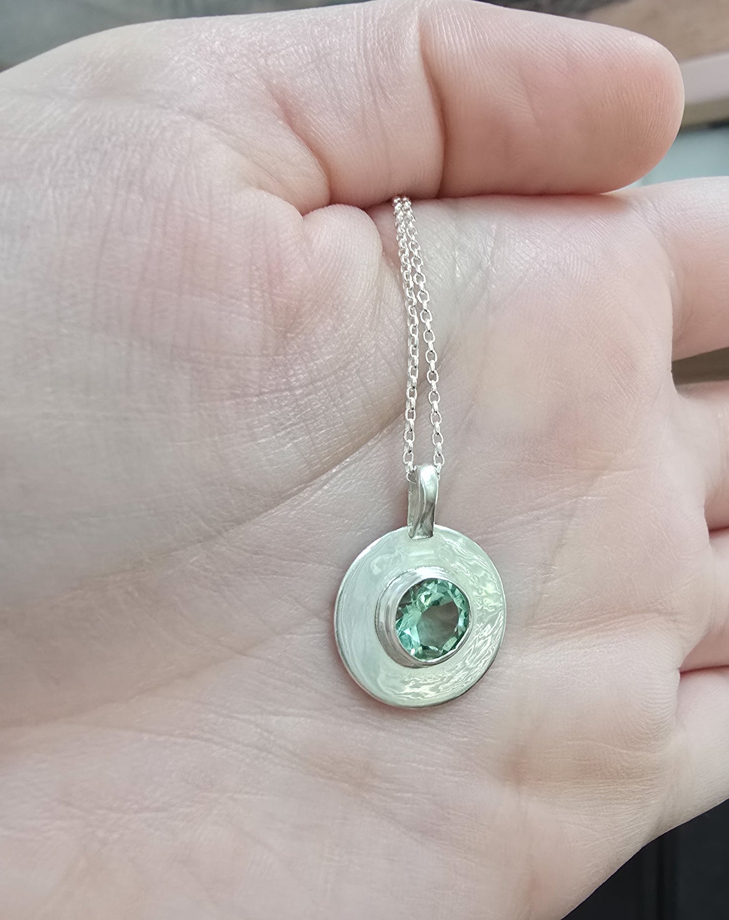 Custom Disc & Gemstone Necklace