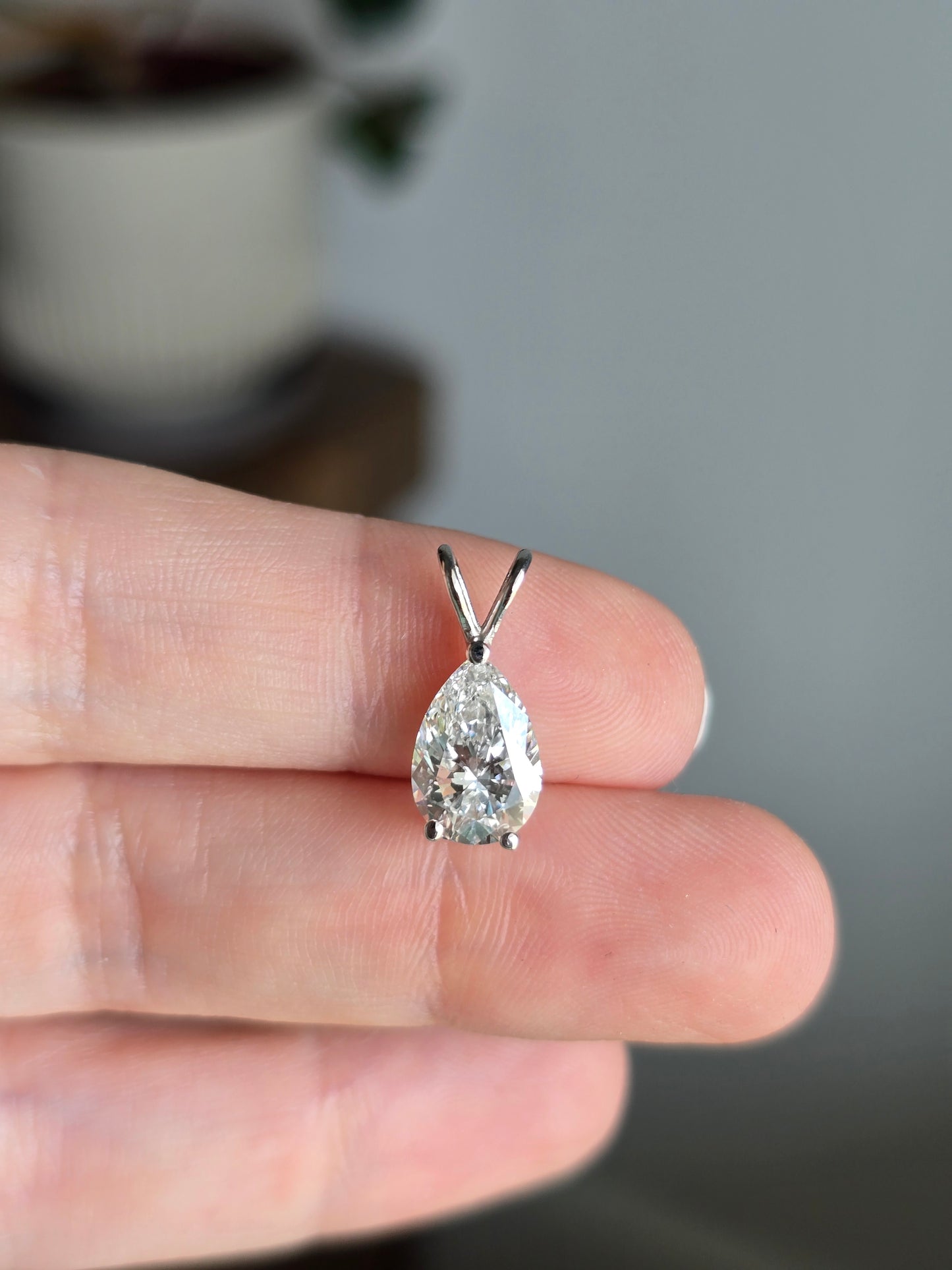 14k White Gold 2ct Lab Diamond Pendant