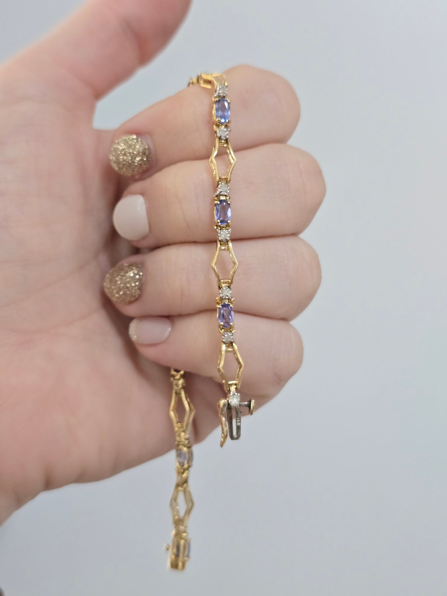 14K Yellow Gold Tanzanite and Diamond Bracelet