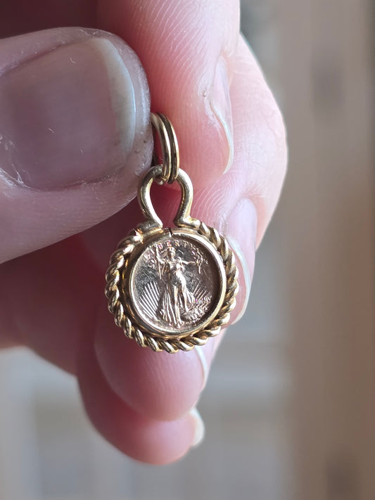 14K Pendant with Reproduction Coin