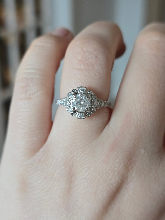 14k White Gold 1.55ct Round Natural Diamond Ring