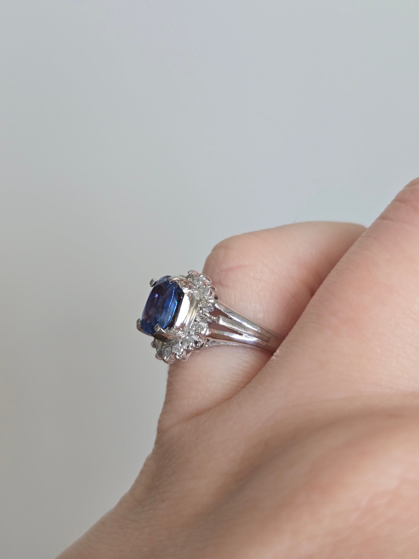 Platinum 1.32 CT Sapphire and Diamond Ring