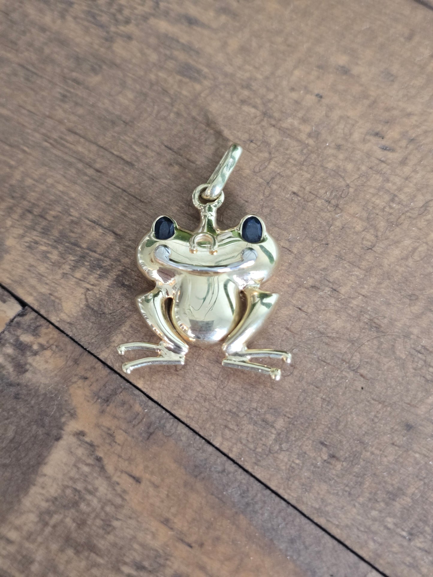 14K Sapphire Frog Pendant