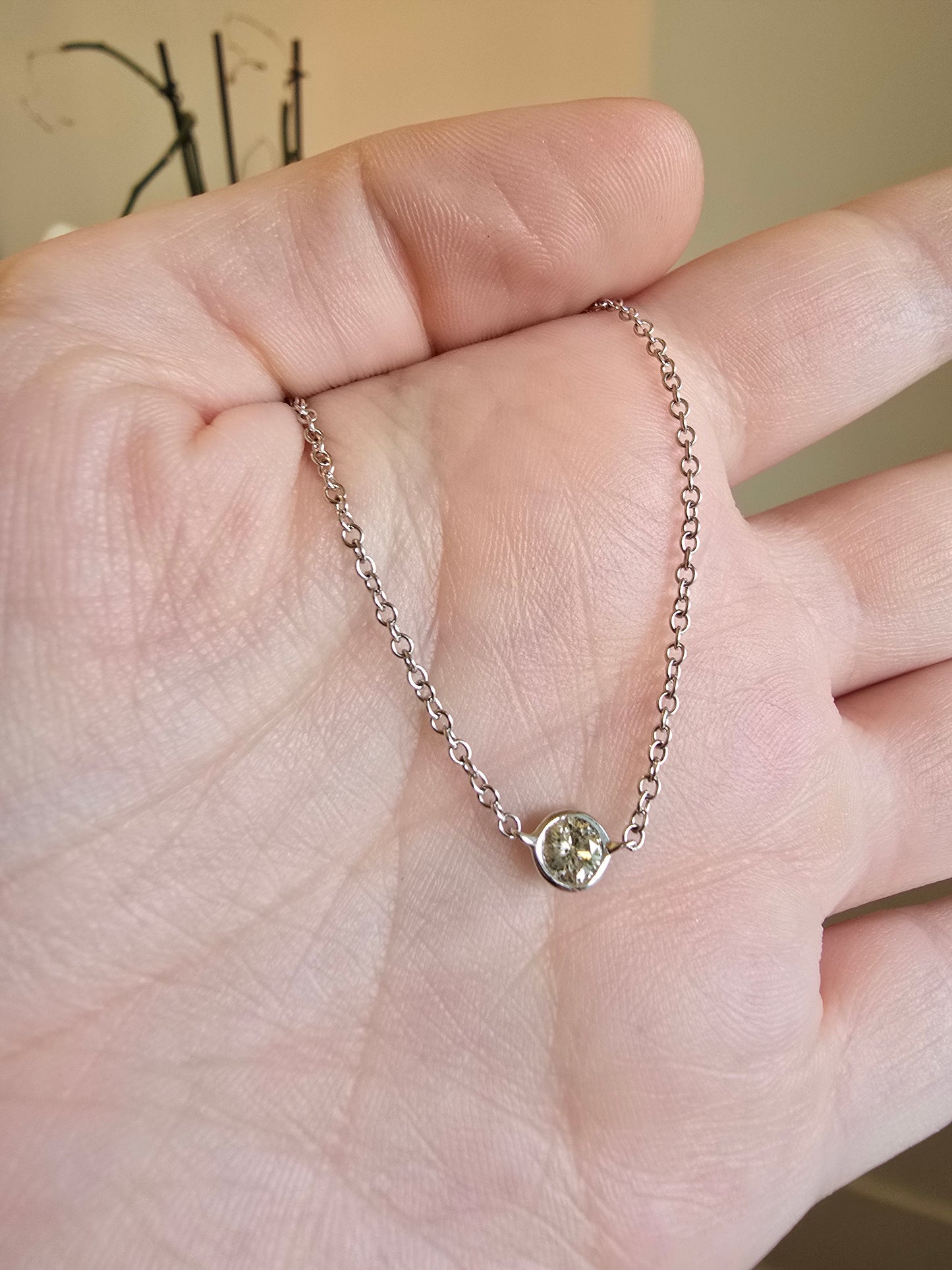 14K White Gold 0.32 CT Diamond Solitaire Necklace