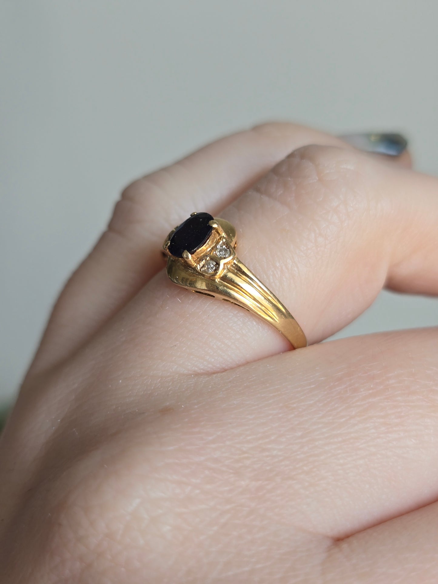 18k Sapphire Ring and Earring Set