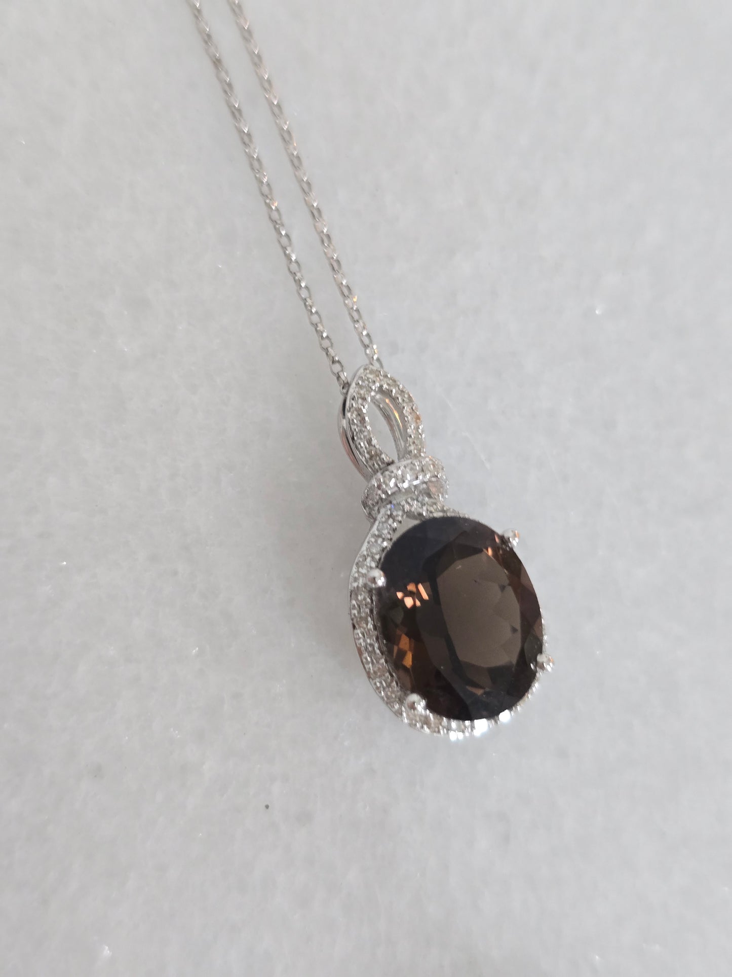 14K Smoky Quartz and Diamond Necklace
