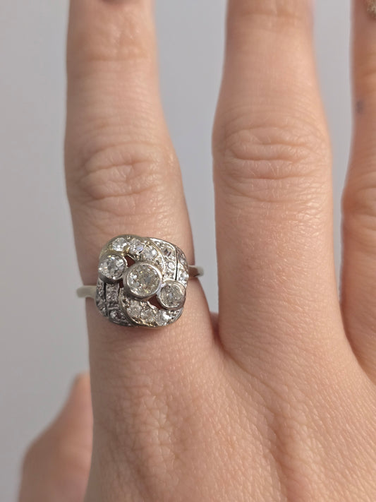 14k White Gold Art Deco Ring