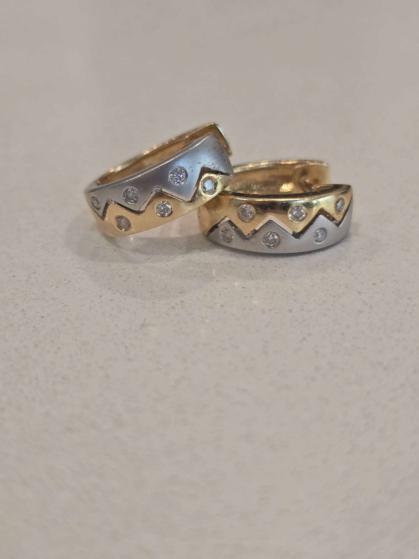 18K Two-Tone 0.14 CTW Diamond Huggie Hoop Earrings