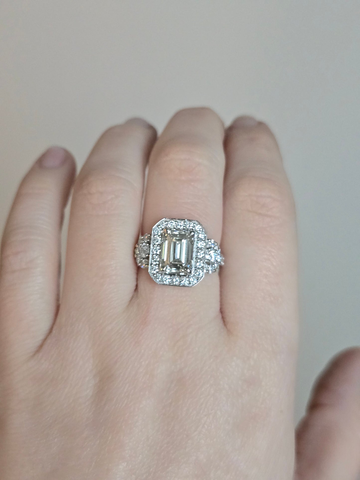 14kt White Gold 4.01ct Emerald Cut Lab Diamond Ring