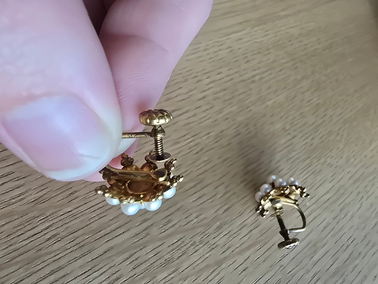 Vintage 14K Gold and Pearl Earrings