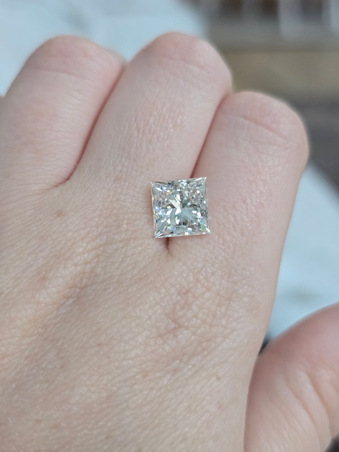 Loose 4.09 CT Princess Cut Lab Grown Diamond with IGI Report