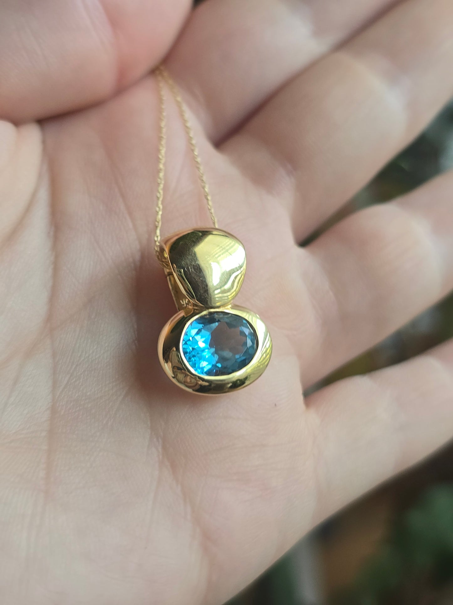 14K Swiss Blue Topaz Enhancer Pendant Necklace