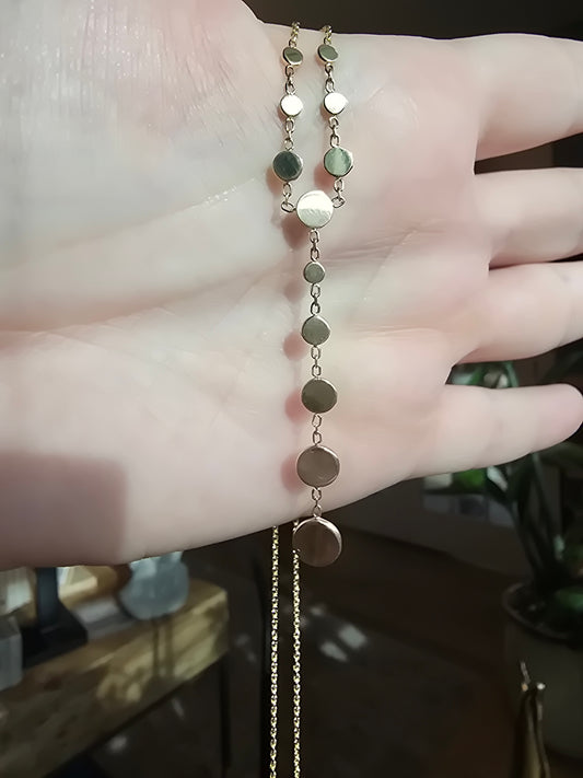 14K Graduated Disc Y Necklace