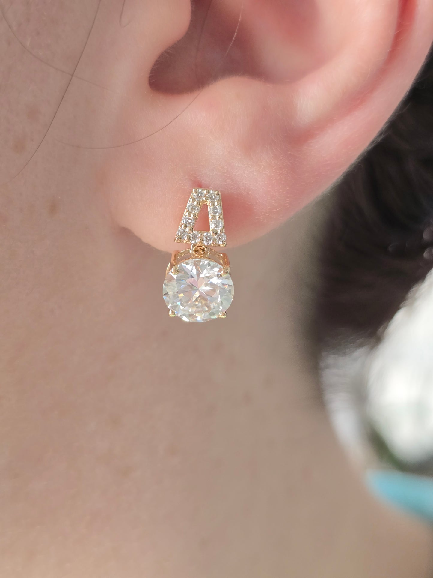 14K Yellow Gold Moissanite Earrings