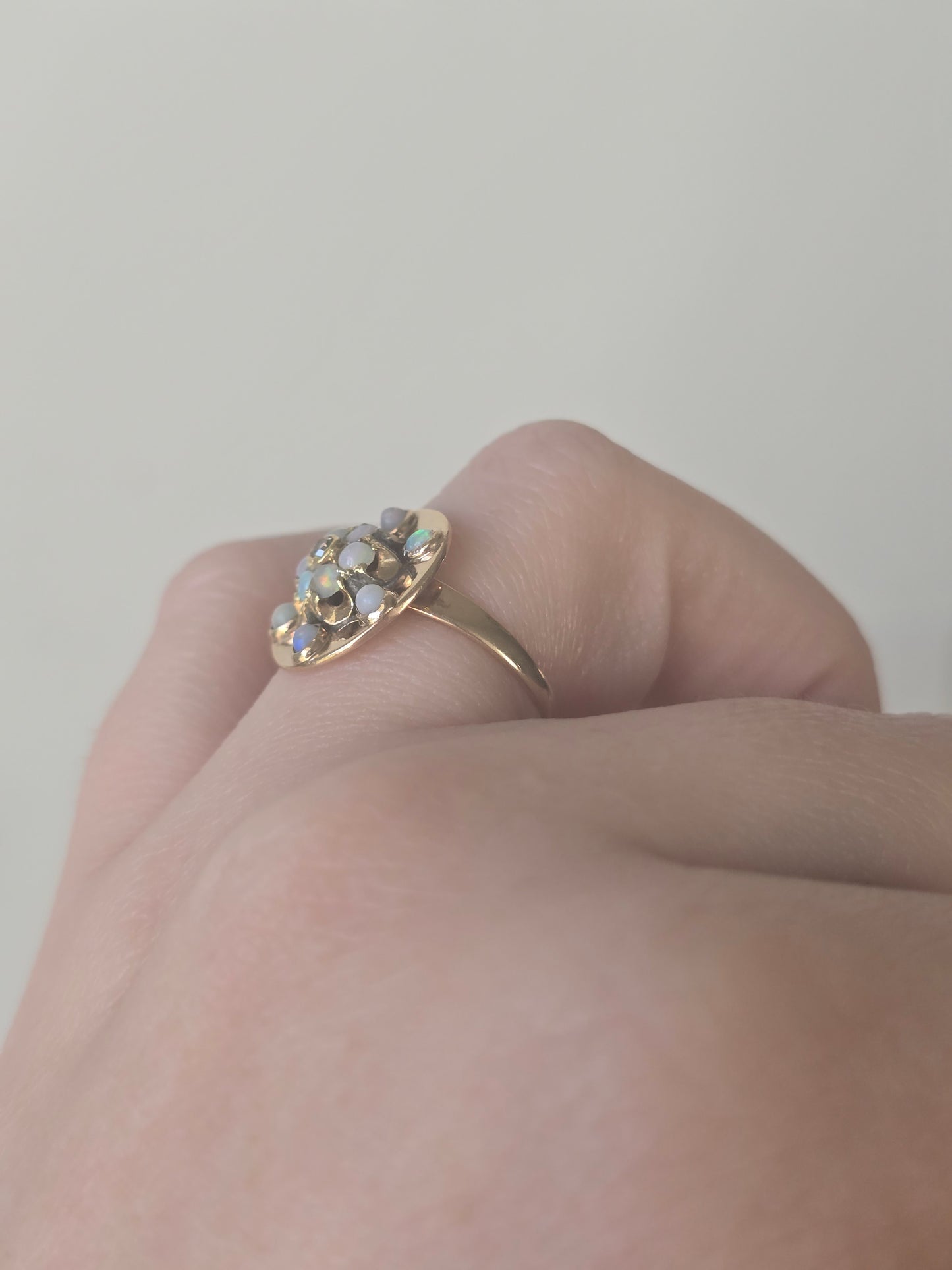 Antique 10K Opal and Diamond Ring