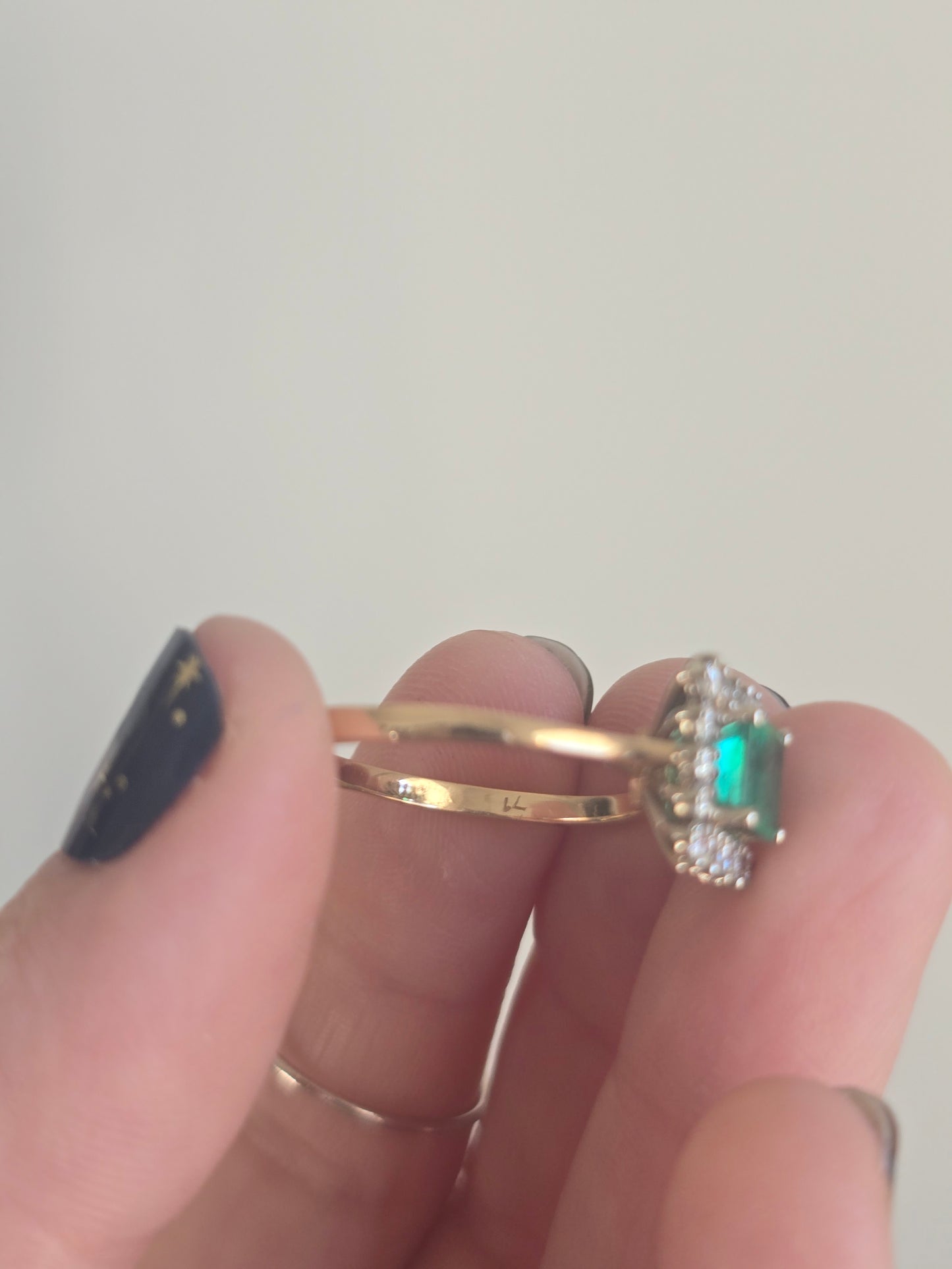 14k Yellow Gold Emerald and Diamond Ring