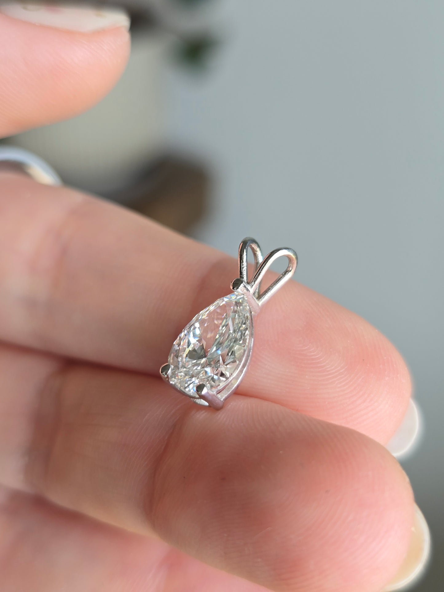 14k White Gold 2ct Lab Diamond Pendant